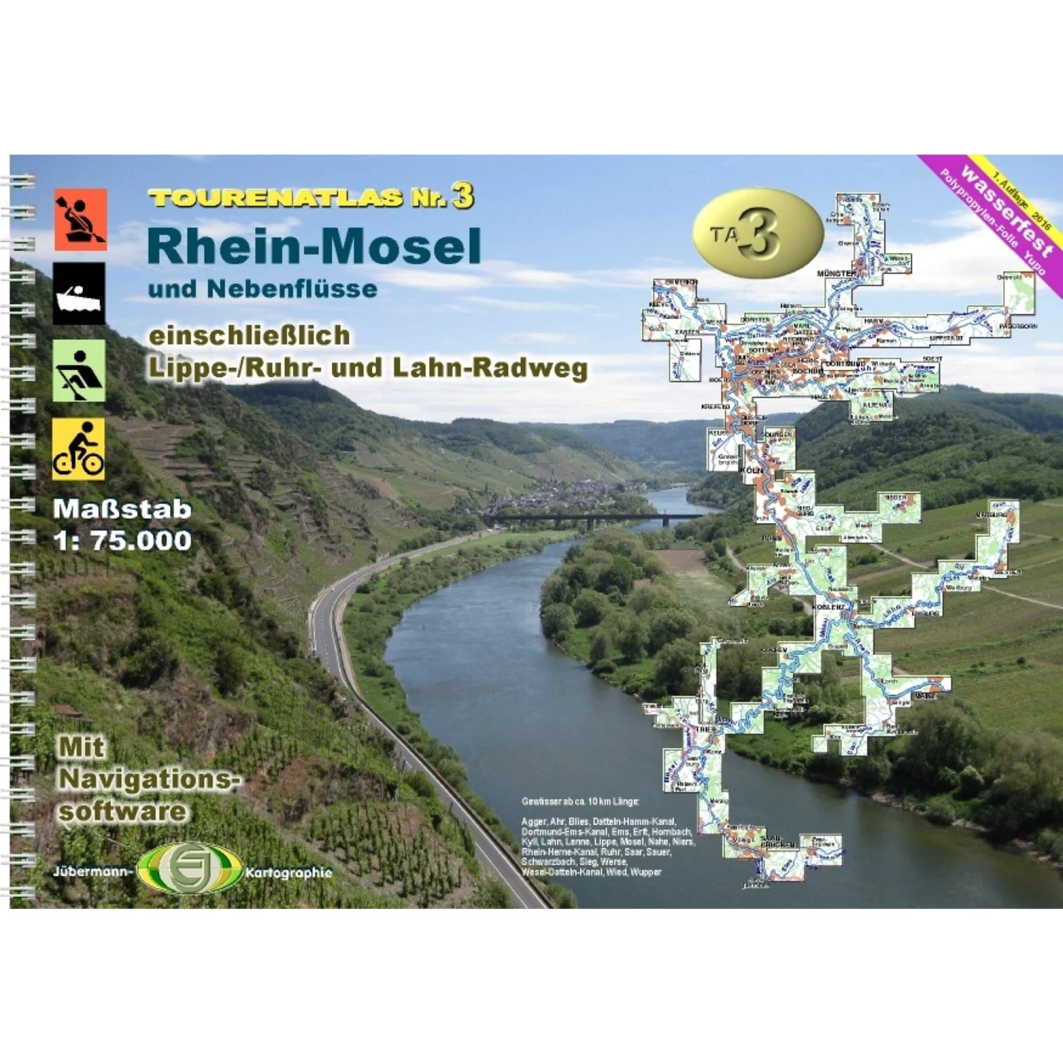 TOURENATLAS TA3 WASSERWANDERN 03 RHEIN-MOSEL - Wasserkarte